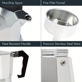 1pc, Classic Stovetop Espresso And Coffee Maker - Reusable Aluminum Moka Pot For Italian And Cuban Coffee Brewing