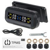 Car TPMS Digital LCD Display Tire Pressure Monitoring System Solar/USB Powered Auto Security Alarm Systems Cartronics Universal