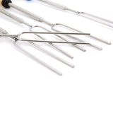8Pcs Stainless Roasting Sticks Wooden Handle Barbecue Telescopic Forks 32.5inch for Hot Dog Campfire Camping BBQ Tools Portable