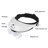 LED Headband Magnifier For Jewelry Watch Electronic Repair Hands Free Magnifying Glasses 1X 1.5X 2X 2.5X 3.5X Lens Loupe