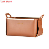 PU Leather Folding Tray Jewelry Cosmetic Container Box High Capacity Storage Box Home Desktop Sundries Decor Tray With Handle