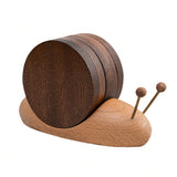 Wooden Snail Mug Coaster Coffee Tea Cup Coasters Heat Insulation Mat Kitchen Round Placemat With Magnet Restaurant Table Decor