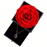 1pc Preserved Real Rose Gifts For Mothers Day With I Love You Necklace, Birthday Gifts For Women Mom Her Girlfriend Wife, Romantic Forever Eternal Flower From Daughter Son For Anniversary, Red Roses