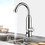 Stainless Steel Electric Heater Temperature Display Kitchen Tankless Instant Hot Water Faucet 3300W