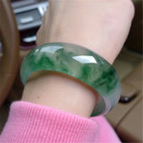 Natural Myanmar Ice-like Blue Flower Jade Bracelet