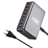 320W Gallium nitride Desktop 8-port PD Charge 3.0 Type C Fast Charger Mobile USB