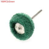 100PCS Scouring Pad Brush 2.35MM Shank Nylon Abrasive Brush Fiber Grinding Sanding Head Buffing Polishing Wheel Grinding Tools