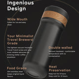 320ML Portable French Press Coffee Maker with Plunger Filter Stainless Steel Car Vacuum Bottle Insulated Travel Mug