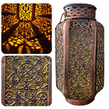 Solar Powered Lights Waterproof Outdoor Retro Hanging Light with Handle Metal Lanterns Lighting for Garden Patio Yard