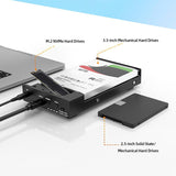 M.2 Nvme SSD Case Dual Bay Docking Station Support UASP Type-C 10Gpbs Clone Duplicator 2.5/3.5inch SATA HDD Enclosure