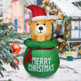 Christmas 1.5M Iatable LED Light Decorations Halloween Air Blown Bear With Gift Bag Outdoor Home Decor Supplies