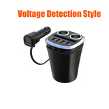 URANT Car Charger Multifunctional Cup Phone Holder Cigarette Lighter Sockets with 4 USB Ports Voltage Display Power Adapter