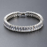 Brass Micropaved Square Zircon Row Bracelet