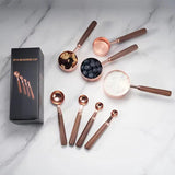 8 PCS Metal and Walnut Wooden Rose Gold Digital Measuring Cups And Spoons Set For Kitchen Cooking