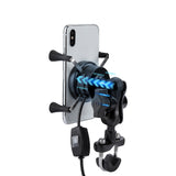Phone QC3.0 USB Qi Fast Charging Wireless Charger 9-30v Bracket Holder 360 Rotation Motorcycle Bicycle Handlebar