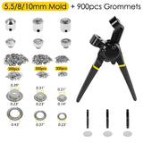 Handheld Grommet Hole Punch Tool Pliers - 5.5/8/10/12mm with Eyelets Kit for Poster, Leather, Fabrics, Tarp, Canvas, Tents, Awning