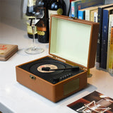 Brown/White Retro Bluetooth CD Player with Speakers Supports Drive & Hifi Sound Quality USB BT Portable For Phone