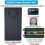 110V/220V System 300W ETFE Solar Panel+150A Charge Controller+4000W 6000W 8000W Inverter Power Generation Kit
