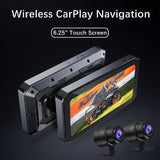 12V-24V CarPlay Android Auto Toucreen Dual Bluetooth Wireless For Motorcycle GPS Navigation Front Rear Lens Driving Recorder