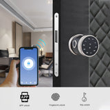 5-in-1 Unlock Smart Lock - Keyless Entry, Biometric Door Knob with Keypad, BT, Tuya App, Remote Control, Password, Fingerprint
