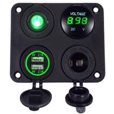 DIY Dual USB Charger 4.2A Voltmeter Cigarette Lighter ON-OFF Switch Four Functions Panel for Car Boat Marine RV Truck Camper