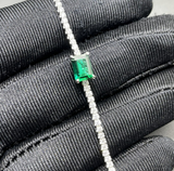 S925 Silver Square Artificial Synthetic Emerald Bracelet Is Like Starry Sky Micro-inlaid