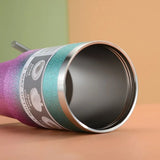 1pc 30/20oz Glitter Print Vacuum Cup Thermoses with Straw Coffee Mug Double Wall Stainless Steel Keep Heat Cold Vacuum Flask Cup