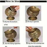 1pc Ashtray with Lid, Creative and Personalized Metal Spherical Globe Decoration, European Style Household Ashtray