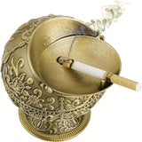 1pc Ashtray with Lid, Creative and Personalized Metal Spherical Globe Decoration, European Style Household Ashtray