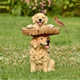 1pc Bird Feeder Garden Resin Decoration Dog Resin Crafts Bird Feeding Tray Home Yard Kawaii Ornaments