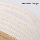 1pc Scandinavian Cotton Rope Woven Storage Frame Desktop Round Dirty Laundry Lou Colorblocking Handwoven Flower Pot
