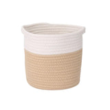 1pc Scandinavian Cotton Rope Woven Storage Frame Desktop Round Dirty Laundry Lou Colorblocking Handwoven Flower Pot