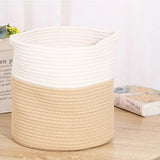 1pc Scandinavian Cotton Rope Woven Storage Frame Desktop Round Dirty Laundry Lou Colorblocking Handwoven Flower Pot