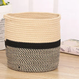 1pc Scandinavian Cotton Rope Woven Storage Frame Desktop Round Dirty Laundry Lou Colorblocking Handwoven Flower Pot