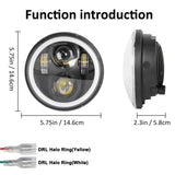 1pcs 5.75inch LED Headlight Motocycle For Harley Sportster 1200 883 Street 500 750 5-3/4" Projector Led Halo Angel Eyes Headlamp
