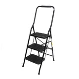 3 Step Folding Ladder with Rubber Pads Multifunctional Stepladder Metal Step Stool for Indoor Outdoor