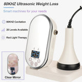 2 in 1 80KHz Ultrasonic Cavitation Weight Loss Machine Ultrasound Body Massage Fat Reduce Slimming Tool LED Therapy With Mirror
