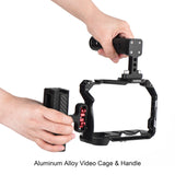 Andoer Top Handle + Side Grip Kit Video Cage with Cold Shoe Mount Numerous 1/4 Inch Threads for Canon R7 Camera