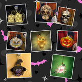 2023 Halloween Decorative Hanging Lights with Rope Orange Pumpkin Skull Demon Window Lights Indoor Hanging Lights for Home