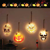 2023 Halloween Decorative Hanging Lights with Rope Orange Pumpkin Skull Demon Window Lights Indoor Hanging Lights for Home