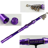 2023 new model carbon telescopic fishing rod combo purple travel fishing set spinning reel carp pike full kits boat rock pole