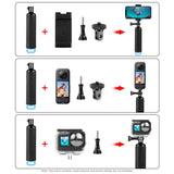 PULUZ PU868B ating Handle Grip Waterproof Selfie Stick 1/4in&Strap for GoPro Hero 12/11/10/9 Insta360 DJI Osmo Action Camera