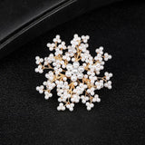 Crystal Solid Color Snowflake Fashion Exquisite Pearl Brooch Women's Jewelry