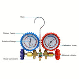 3 Way AC Manifold Gauge Set, HVAC Diagnostic Refrigerant Charging Tool For Auto Household R404A R134A R12 R22 Refrigerant, Quick Couplers Valve Core Accessories Kit
