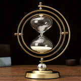 1pc Side Globe Rotatable Hourglass Ornament,Metal Can Rotate Craftwork Creativity Modern Art Home Desk Accessory,room Decor