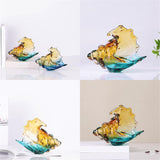 Hand Blown Conch Statue, Glass Art Figurine, Home Decor with Sea Shells, Bookcase Decoration