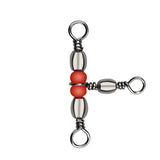 20Pcs/lot Fishing Snap Swivel 3 Way Barrel Swivel Ring Fishhook Lure Line Connector With Beads Fishing Accessory