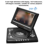 Portable DVD Player 9.8 Inches High Clarity TV Function Built-in Card Reader Swivel Screen Mobile Video VCD Players for Travel