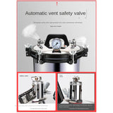 18L Portable High Pressure Sterilizer Stainless steel Steam Automatic Sterilization Autoclave Pot