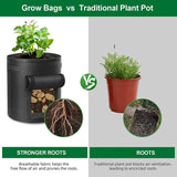Flap,4Pcs Plant Grow Bags Nonwoven With Sturdy Handle,Garden Pots Vegetable Potato Bag